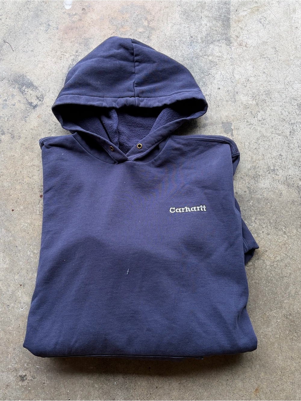 Vintage Y2K Carhartt Navy Distressed Fleece Pullover Hoodie
